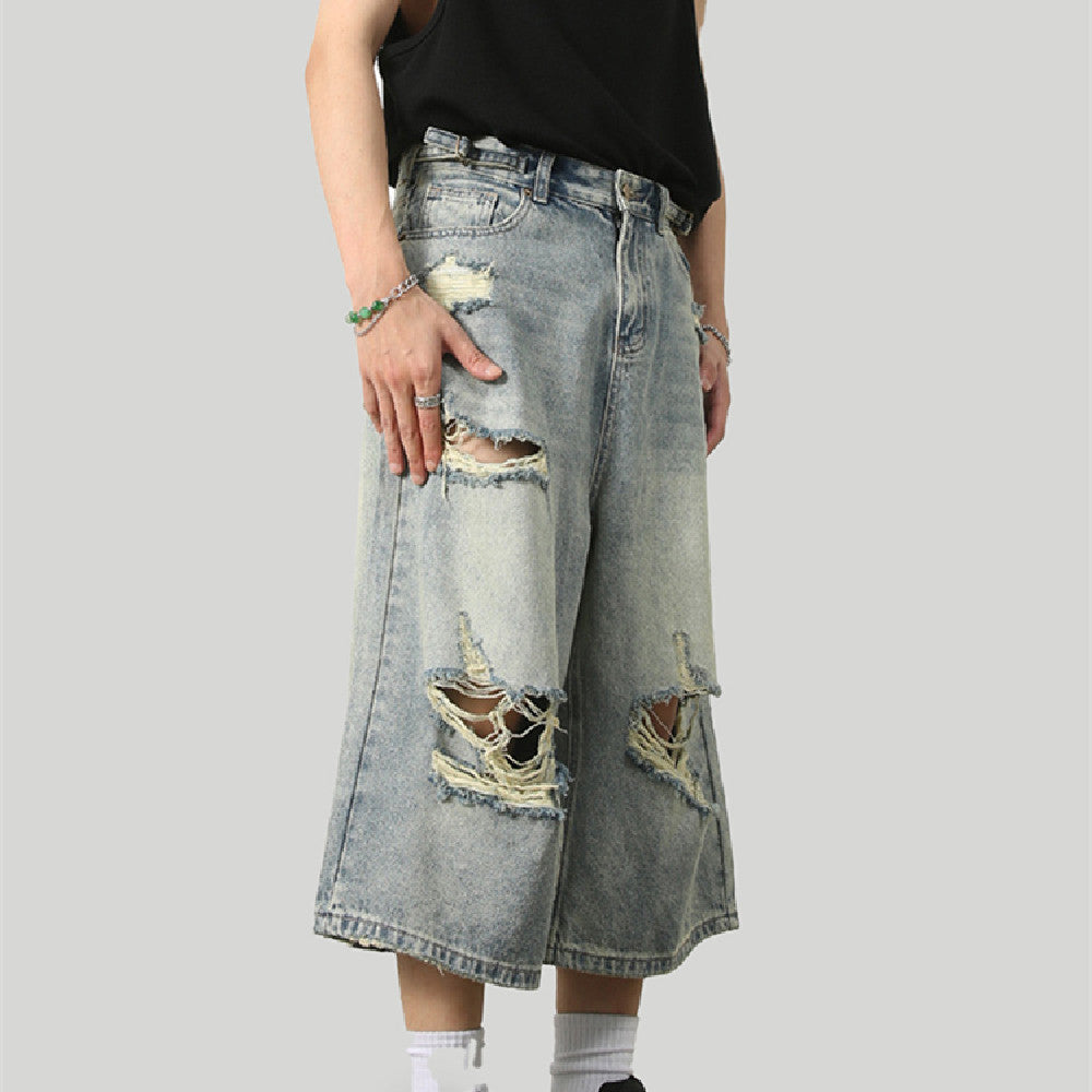 Men's Fashionable Distressed Washed Jeans