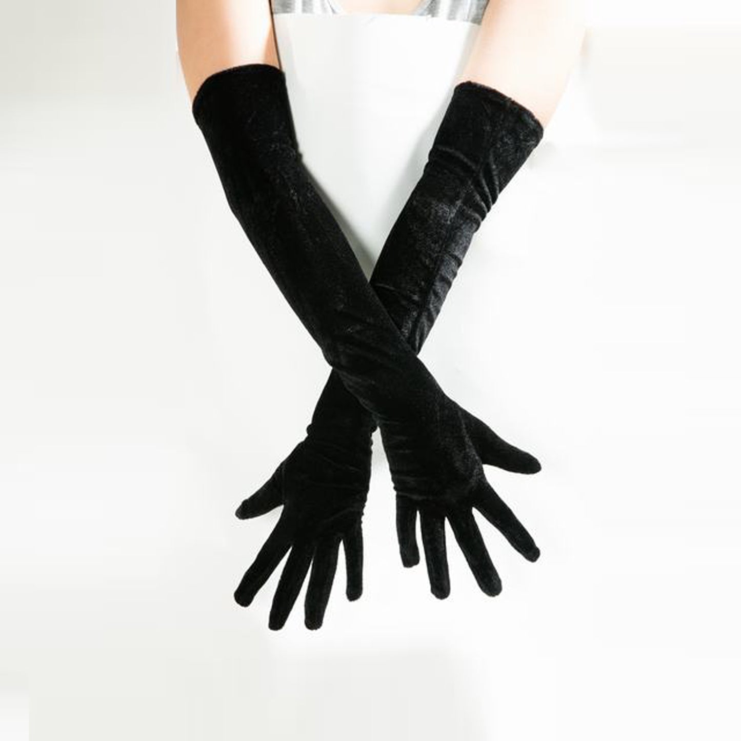 53cm Warm Gold Velvet Gloves