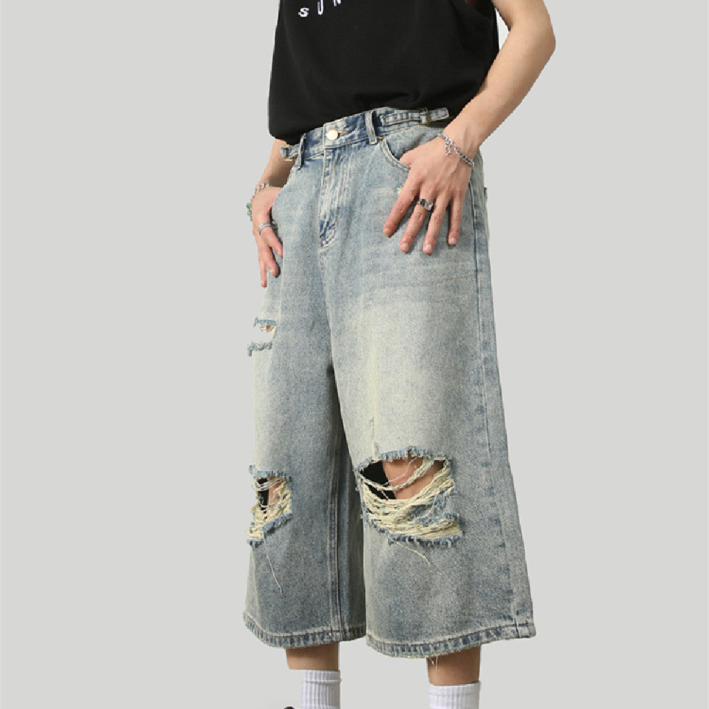 Men's Fashionable Distressed Washed Jeans